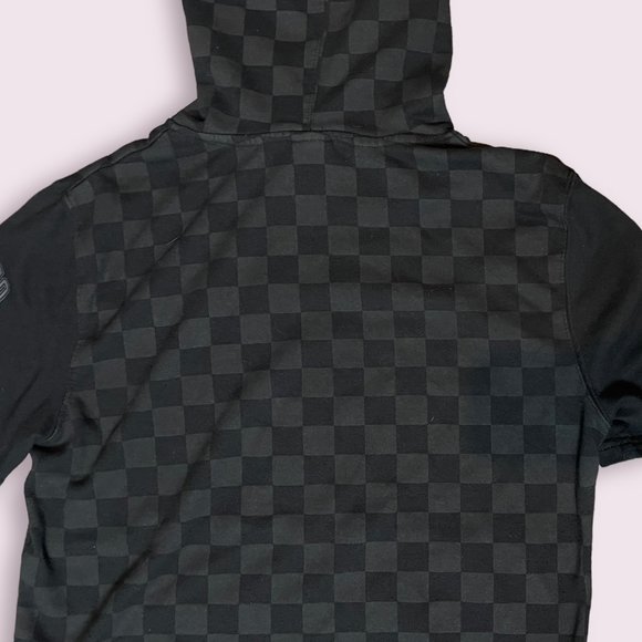 NBA Chicago Bulls Black on Black Short-Sleeve Checkerboard Hoodie - Large - Picture 8 of 9